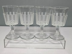 ANTIQUE Set of 4 Bakewell, Pears & Black Frosted Ribbon Glass Goblets 1878-1882