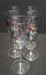 Set of 5 Luminescence Handcrafted Romanian Glass Crystal 6 oz Wine Glasses