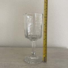 Discontinued-Libbey Facets Clear Textured Octagon Stemmed Wine Glass-Replacement