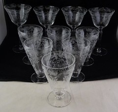 Glastonbury-Lotus Springtime – 6 Juice Tumblers + 4 Champagne/Tall Sherbets Exc.