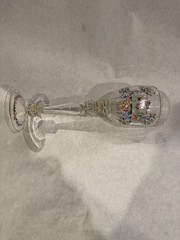 Lobmeyr Antique Hand Blown Crystal glass Enameled Gilded red wine Goblet 8 1/2″H