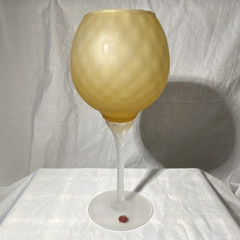 MCM VTG Italian Empoli glass butterscotch compote bowl or large brandy snifter