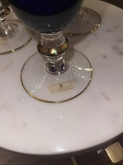 Set of 3 Interglass Cobalt 24 Karat Gold Encrusted Champagne Flutes