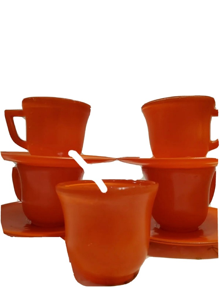 SALE! WAS 50 VTG MCM HAZEL ATLAS 9PC ORANGE OVIDE PLATONITE LITTLE HOSTESS 1950S