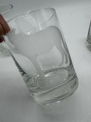 Set of 3 Vtg Georg Jensen Horchow Etched Animal Rocks Glasses Cheetah Crane Oryx
