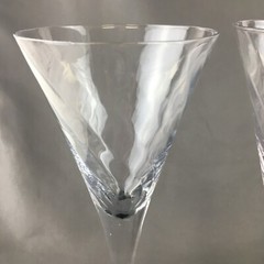 Set of 3 Tall Glass 6 ounce Wine Cocktail Glasses Flutes Black Amethyst Base
