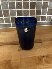 MOUTH BLOWN COBALT BLUE GLASS FRENCH TUMBLER, 5.5″ X 3.5″