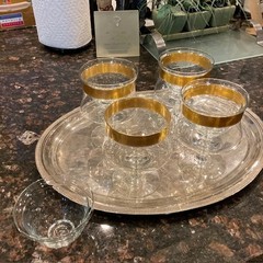 VTG 24 Kt. Gold Banded two-piece Cocktail Handblown Crystal Glass Set of 4