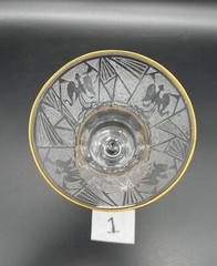 Glastonbury Lotus Cocktail Glass Glows La Furiste Clear Gold Trim