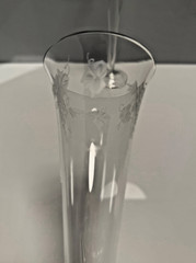 Pair of Vintage Clear Glass Etched Grapes and Leaves Champagne Flutes – 10″ tall