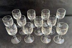 Vintage Set Of 12 Small H 3.25” Liquor/ Cordial Glasses