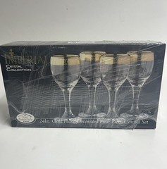 New HOME ESSENTIALS IMPERIAL 24kt. Gold Hand Decorated Set Of 4 Cordial Glasse