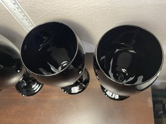 Vintage Libbey Black Amethyst Wine Water Glass Goblet Stemware 7 inch Set Of 4
