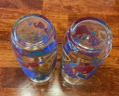 Vintage Set Of 2 Libbey Fanciful Fruit Textured Drinking Glass Tumblers