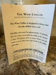 8″ USA Pottery Stoneware Crock Wine Chiller~5.5″ opening~Oatmeal glaze w/ blue