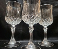 Vintage Cristal D’Arques-Durand Longchamp Crystal Wine Glasses 6.5”H Set Of 3