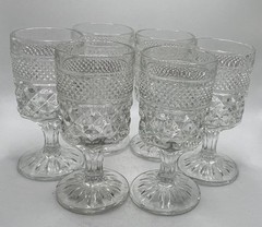 Anchor Hocking Wexford 6 Small Goblets Clear 5 3/8” Tall