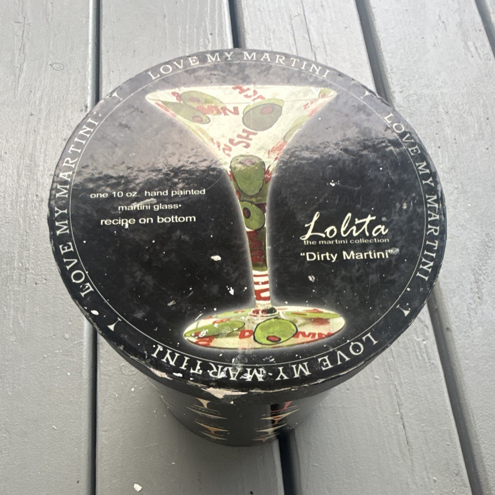 Lolita Martini Collection Dirty Martini 10 oz Hand Painted Martini Glass