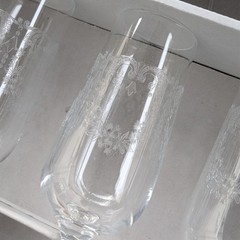 Vintage NIB: Six (6) CHAMPAGNE FLUTE GLASSES; CASCADE Bohemia Fine Lead Crystal