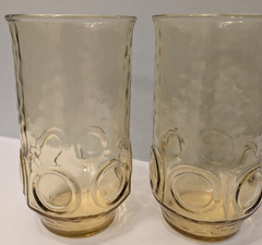 Anchor Hocking Heritage Hill 1970s Honey Gold Glass Tumblers Set Of 4 12oz 5″ H
