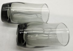 Set of 2 Mid Century Swedish Modern Smoke Flat Juices Glasses by Duz Crystal