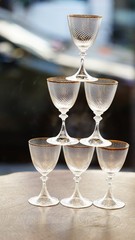 6x Nason&Moretti Murano Gotic Pattern Twisted Stem Cup Glasses Stemware 100ml