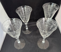 FOSTORIA ROMANCE WINE / WATER GOBLETS – A SET OF 4