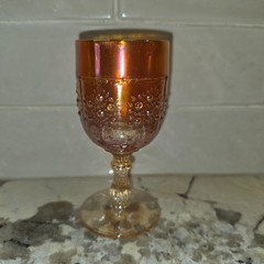 Vintage Fenton Marigold Carnival Glass Orange Tree Wine Goblet Art Glass