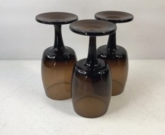 Two 2 MCM Gorham Crystal Accent Brown Wine Glasses 6 oz