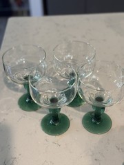 VINTAGE Libbey Set of 4 Cactus Margarita Glasses 16oz Green Stem Barware