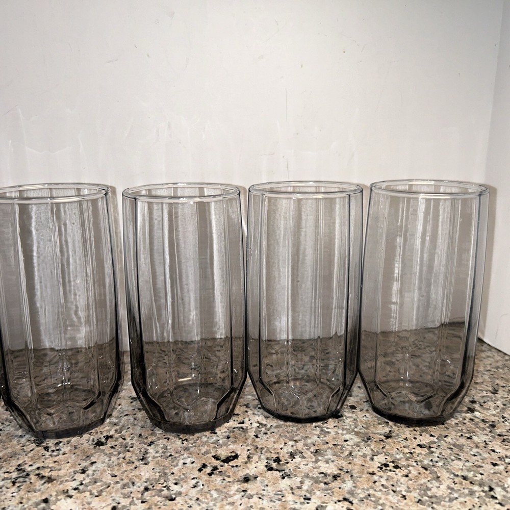 (6) Symmetry Heather Purple by Libbey Glass Company Tumbler Glass 12 sided