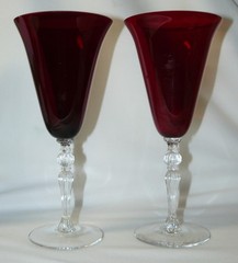 Two Cambridge #3035 Carmen Ruby Red Water Goblets