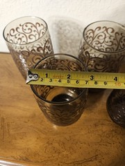 Libbey Glass 5.5″ Prado Brown Scroll Tawny Brown Glass 16 oz Tumblers SET OF 4