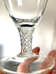 Stuart Ariel Wine Goblet Glasses Vintage Controlled Bubble Twist Stem 5 1/4” 8x