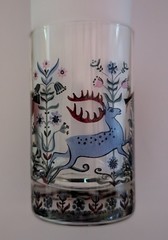 2 Rare Kurt Hammer Shot Glasses, Deer/Hunter & Grape Harvest Red Purple Germany
