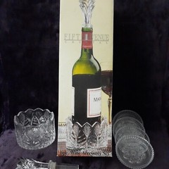Fifth Ave Ltd Crystal Wine Accessory Set 6 Pc. 24% Lead