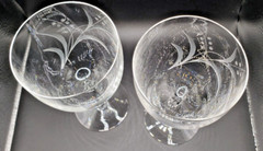 Fostoria Crystal Gray Cut Spring Pattern Water Goblet – set of 2