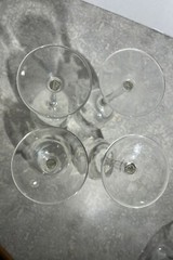 Beautiful Set Of 4 Romanian Aperitif Etched Grape Motif Wine Glasses(66)