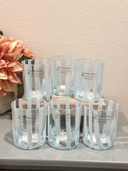 Alessandro Coppola Murano Blue Striped Drinking Glass Tumbler Indented Set of 6