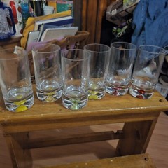 6 Floating Bubble Crate and Barrel Heavy DIRECTION Highball Glasses Poland