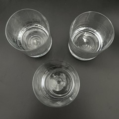 (3) Etched Short Rocks Glasses – Dots, Lines & Swirl – 8 oz – Cheers Style