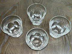 Set 4 Vintage Heavy Bottom 12oz Rocks Glass Textured Panel Barware Lowball