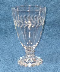 Anchor Hocking Laurel Gray Cut Boopie Footed Juice Glasses Set of 4 Vintage