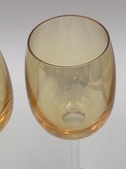 SET OF 6 (SIX) 4 oz Marigold Gold Clear Stem Liquor Crystal Goblets 6-7/8” Tall