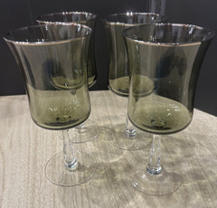 NORITAKE Rainbow Green Platinum Rim Crystal Water Glasses SET 5
