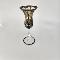 Vintage Venice scene cordial glass, smoked gray MCM