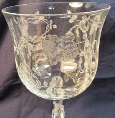 LOT 3 FOSTORIA 7 1/4” WINE WATER WILLOWMERE ETCH PATTERN GOBLET CELLINI BLANK