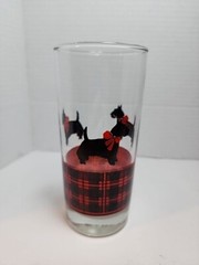 Scotty Dog Iced Tea Tumblers Anchor Hocking with Black & Red Plaid-Scottie Dogs