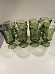 Vtg Fostoria Woodland Green footed glass 7”