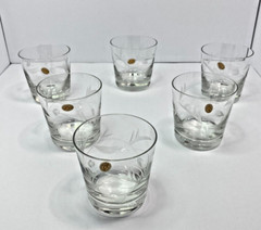 Old Fashion On The Rocks Whiskey Sour Bourbon Etched Glasses Made in Poland